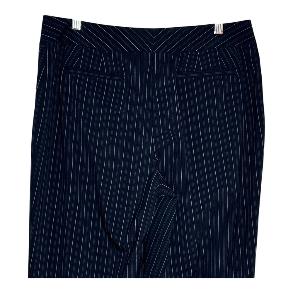 Chicos 2.5 Striped Wide Leg‎ Pants Women Size L/14 Regular Navy Business Casual